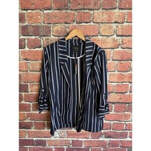 Cotton:On Womens Blue Striped Open Front Blazer Size 8 NWT